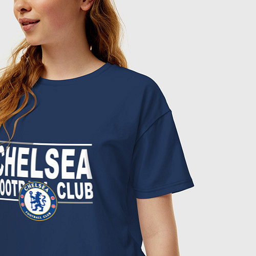 Женская футболка оверсайз Chelsea Football Club Челси / Тёмно-синий – фото 3