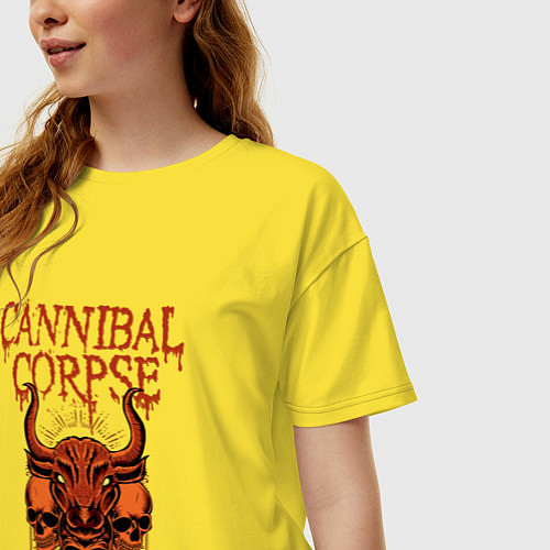 Женская футболка оверсайз Cannibal Corpse Skulls / Желтый – фото 3