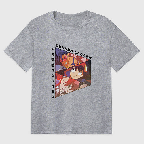 Женская футболка оверсайз Tengen Toppa Gurren Lagann, Камина, Йоко Литтнер и / Меланж – фото 1