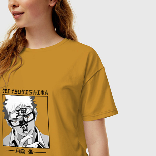 Женская футболка оверсайз Кей Цукишима, Haikyuu / Горчичный – фото 3