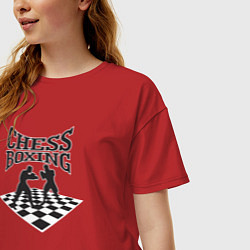 Футболка оверсайз женская Шахматы Бокс, цвет: красный — фото 2