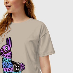 Футболка оверсайз женская Фортнайт Лама Fortnite Lama, цвет: миндальный — фото 2