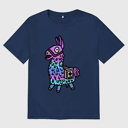 Футболка оверсайз женская Фортнайт Лама Fortnite Lama, цвет: тёмно-синий
