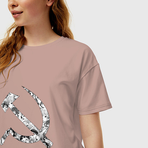 Женская футболка оверсайз USSR AHEGAO СССР АХЕГАО / Пыльно-розовый – фото 3