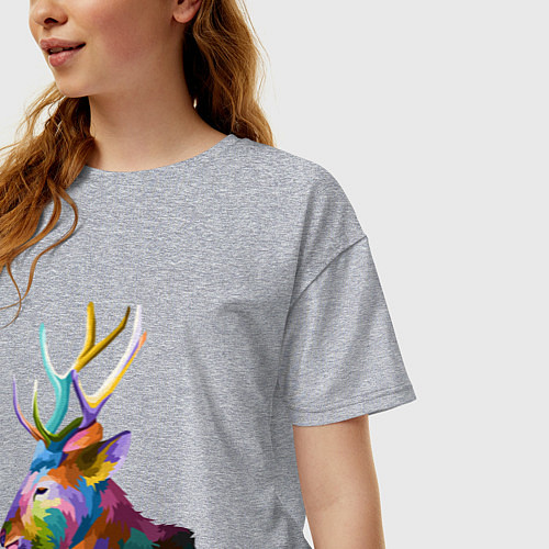 Женская футболка оверсайз Цветной олень Colored Deer / Меланж – фото 3