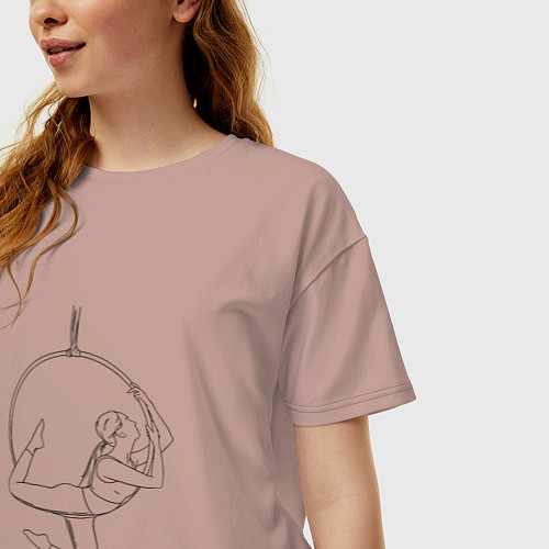 Женская футболка оверсайз Воздушная гимнастика с обручем / Пыльно-розовый – фото 3