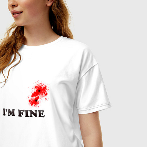Женская футболка оверсайз I a Fine Со мной всё в порядке / Белый – фото 3