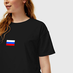 Футболка оверсайз женская ФЛАГ РОССИИ МИНИМАЛИЗМ, цвет: черный — фото 2