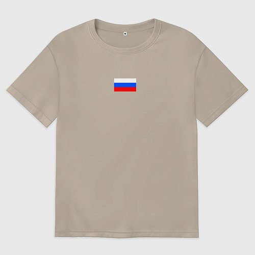 Женская футболка оверсайз ФЛАГ РОССИИ МИНИМАЛИЗМ / Миндальный – фото 1
