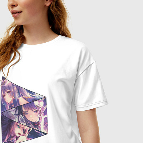 Женская футболка оверсайз Кэ Цин, Райдэн, Фишль / Белый – фото 3