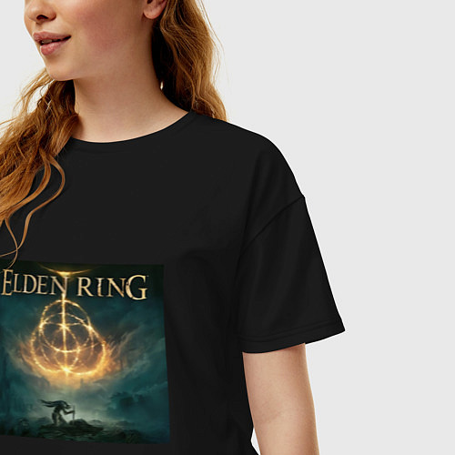 Женская футболка оверсайз Elden Ring Кольцо Элден / Черный – фото 3