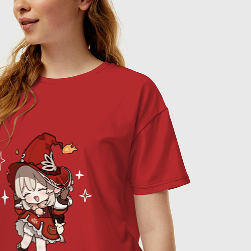 Женская футболка оверсайз Алая ведьмочка Кли / Красный – фото 3