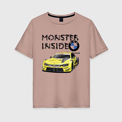 Футболка оверсайз женская BMW M Power Monster inside, цвет: пыльно-розовый