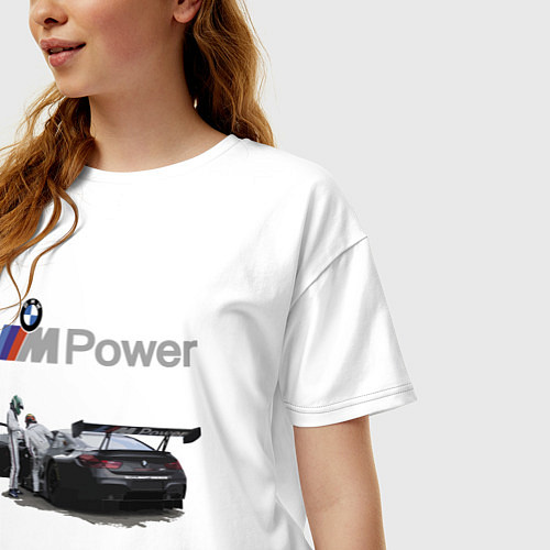 Женская футболка оверсайз BMW Motorsport M Power Racing Team / Белый – фото 3