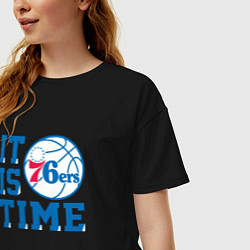 Футболка оверсайз женская It Is Philadelphia 76ers Time Филадельфия Севенти, цвет: черный — фото 2