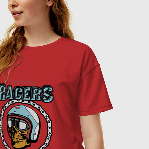 Женская футболка оверсайз Legendary Racers Iron and Wheels / Красный – фото 3