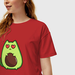 Футболка оверсайз женская Avo cat o влюбился, цвет: красный — фото 2