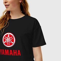 Футболка оверсайз женская Yamaha Логотип Ямаха, цвет: черный — фото 2