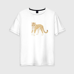 Футболка оверсайз женская Тигр, символ 2022, цвет: белый