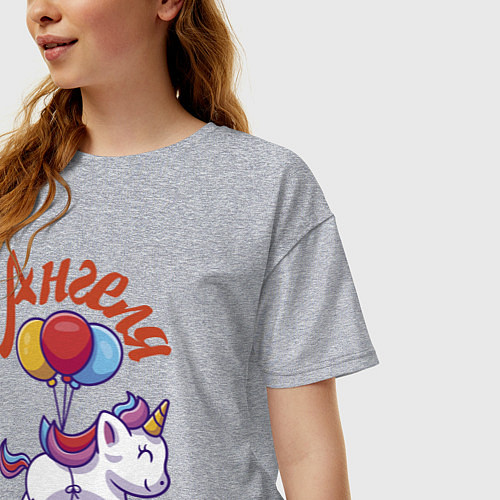 Женская футболка оверсайз Ангелин единорожка / Меланж – фото 3