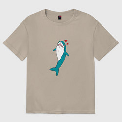 Футболка оверсайз женская Акула из IKEA, цвет: миндальный