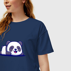 Футболка оверсайз женская Милашка панда Cutie panda, цвет: тёмно-синий — фото 2