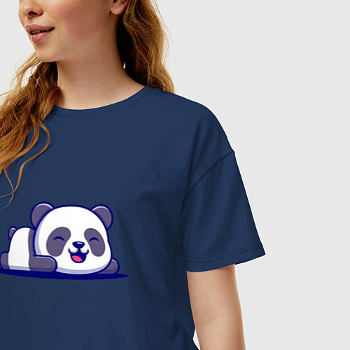 Женская футболка оверсайз Милашка панда Cutie panda / Тёмно-синий – фото 3