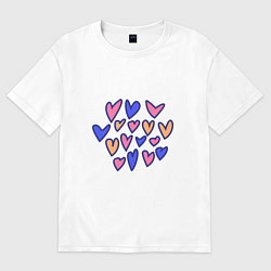 Футболка оверсайз женская Дудл Сердечки, цвет: белый