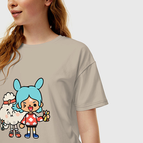 Женская футболка оверсайз Toca Mystery House 3 / Миндальный – фото 3