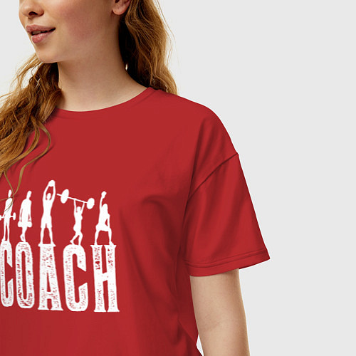 Женская футболка оверсайз Пауэрлифтинг тренер / Красный – фото 3