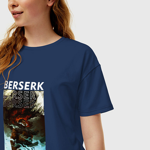 Женская футболка оверсайз Evil Berserk / Тёмно-синий – фото 3