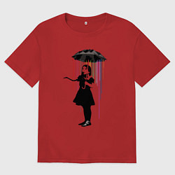 Женская футболка оверсайз BANKSY БЭНКСИ девушка под зонтом