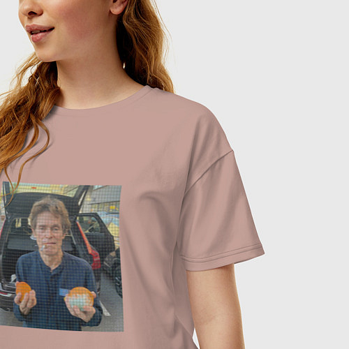 Женская футболка оверсайз Уиллем дефо и апельсины / Пыльно-розовый – фото 3