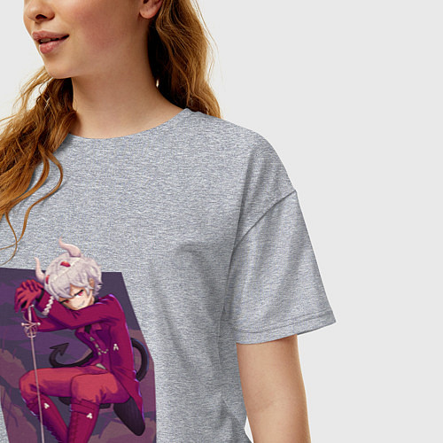 Женская футболка оверсайз Вельзевул в ожидании / Меланж – фото 3