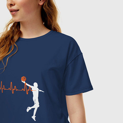 Женская футболка оверсайз Pulse - Basketball / Тёмно-синий – фото 3