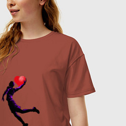 Футболка оверсайз женская Сердце Баскетболиста, цвет: кирпичный — фото 2