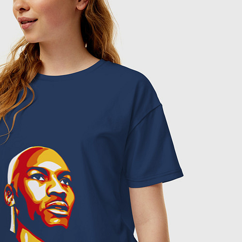 Женская футболка оверсайз Jordan Face / Тёмно-синий – фото 3
