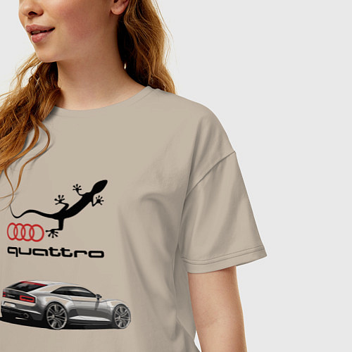 Женская футболка оверсайз Audi quattro Lizard / Миндальный – фото 3