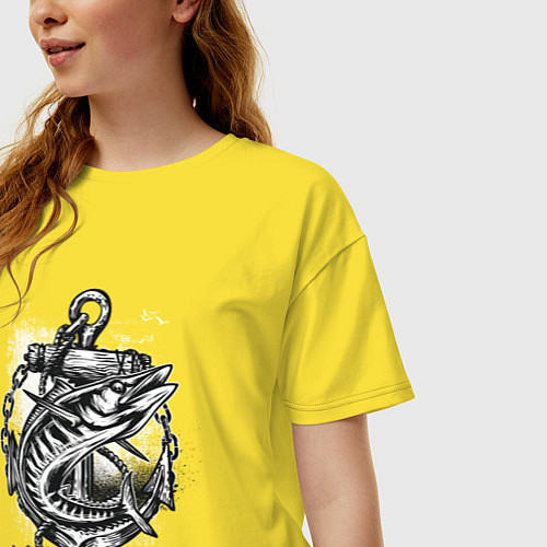 Женская футболка оверсайз Рыба и якорь / Желтый – фото 3