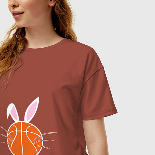 Женская футболка оверсайз Basketball Bunny / Кирпичный – фото 3