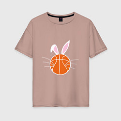 Футболка оверсайз женская Basketball Bunny, цвет: пыльно-розовый