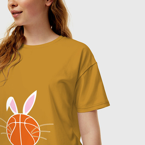 Женская футболка оверсайз Basketball Bunny / Горчичный – фото 3