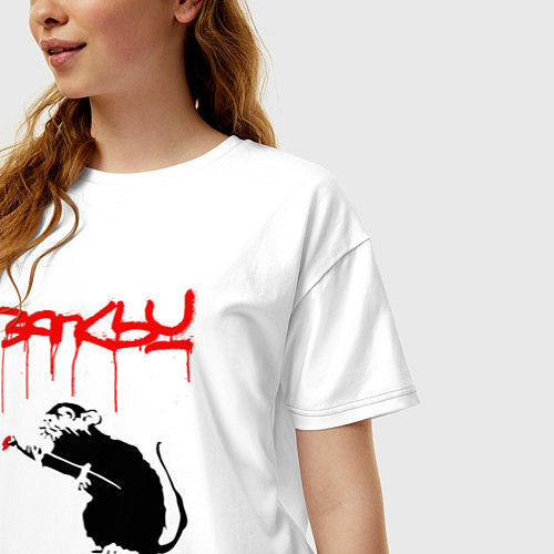 Женская футболка оверсайз Banksy - крыса / Белый – фото 3