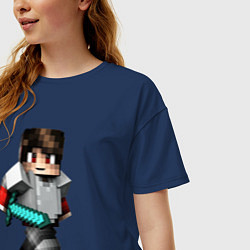 Футболка оверсайз женская Minecraft Warrior Hero, цвет: тёмно-синий — фото 2