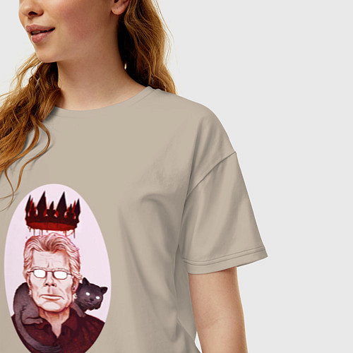 Женская футболка оверсайз Король ужасов СТИВЕН КИНГ / Миндальный – фото 3