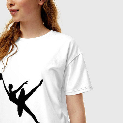 Женская футболка оверсайз Балет - Баскетбол / Белый – фото 3