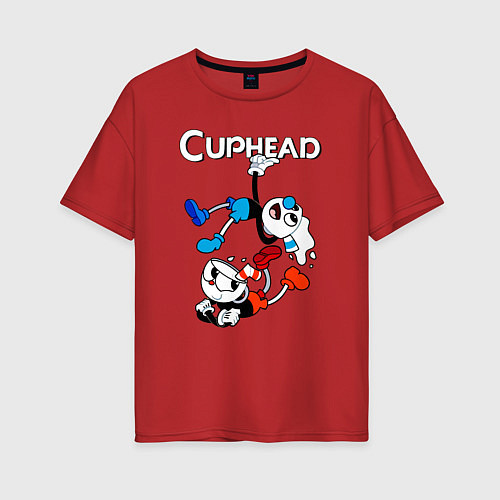 Женская футболка оверсайз Cuphead Show / Красный – фото 1