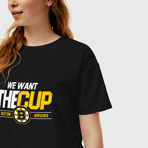 Женская футболка оверсайз Boston Bruins we want the cup / Черный – фото 3