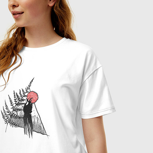 Женская футболка оверсайз Ведьма, Папоротник и Луна / Белый – фото 3