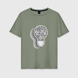 Футболка оверсайз женская Стимпанк лампа, цвет: авокадо